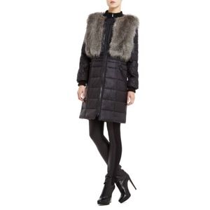 BCBG Maxazria Noel Quilted Coat with Faux-Fur Vest